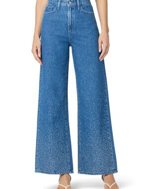 NWT JOE'S JEANS crystal embellished high waist wide leg jeans blue size 25
